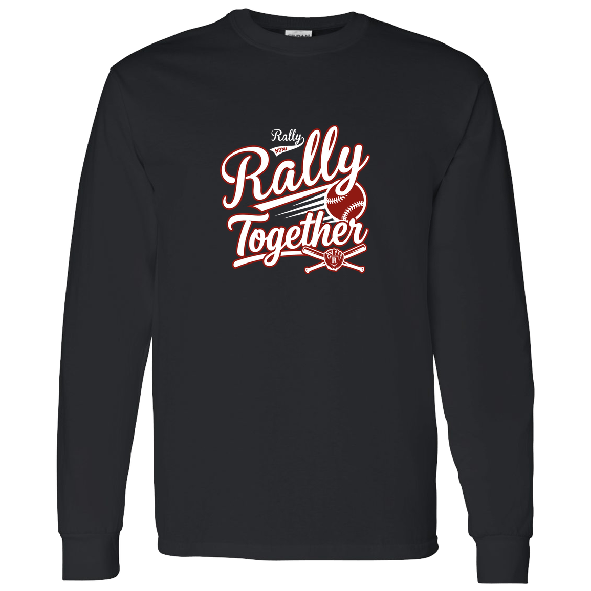 rally-softball-rally-together-white-gildan-ls-t-shirt-5-3-oz — Black — Front — source sha256 6c3c92b66c2929681c6bc20bc9695b187f2244de3662fa8e40a368b0b6294d76 — Color position 2