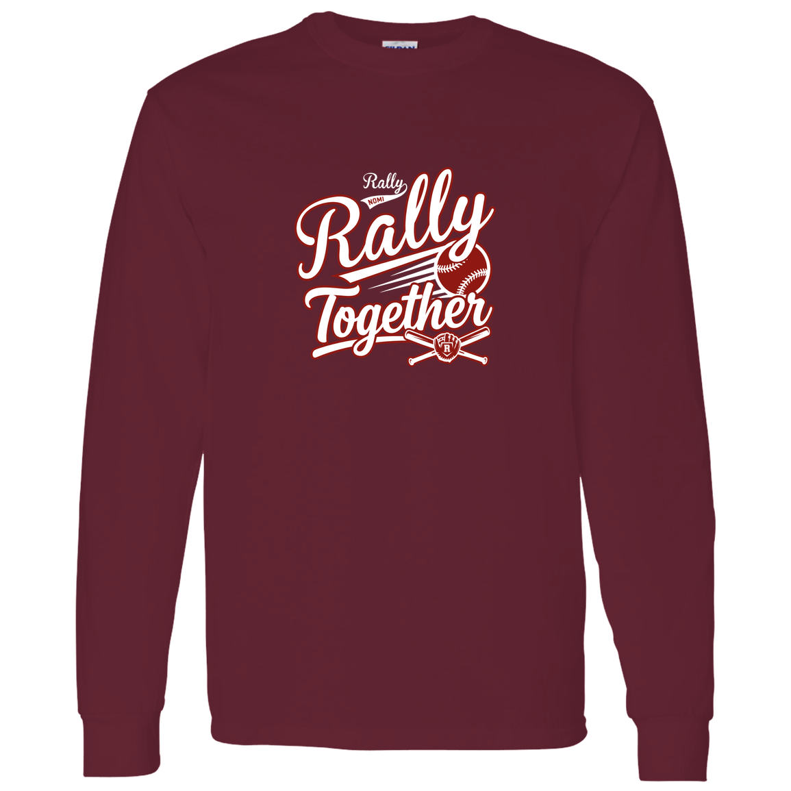 rally-softball-rally-together-white-gildan-ls-t-shirt-5-3-oz — Maroon — Front — source sha256 82a270ad5cf2e2ed3cfb7621f61723fd1dfc4198b17ec6fb3d00dd538d9237f8 — Color position 3