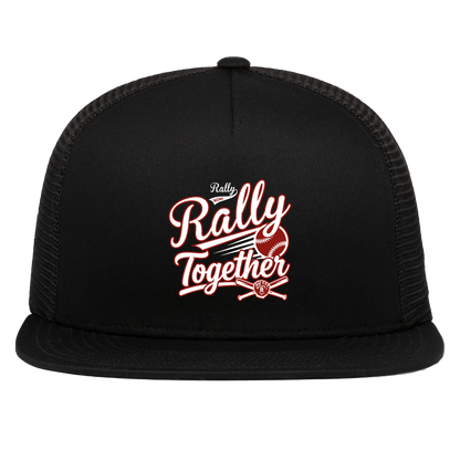 rally-softball-rally-together-white-pacific-headwear-d-series-5-panel-trucker-snapback-cap — Black — Front — source sha256 84e4d7ff05923f765d03a4179a6092ba26eebde19520eac18cbb84628eb708fe — Color position 1
