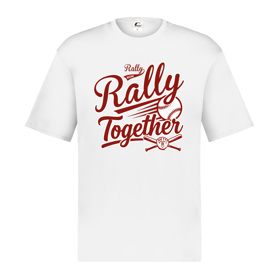 rally-softball-rally-together-c2-mens-performance-short-sleeve-tee — White — Front — source sha256 857677ff4176853cca07a3ad4e810181f15fc8e4e42e0be625519ca5f37ef49c — Color position 4