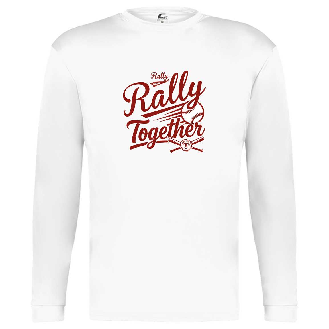 rally-softball-rally-together-c2-kids-performance-long-sleeve-tee — White — Front — source sha256 8ebcfd4c8d47f04a7e0a80362acb3b6a382dc2885e32cd8f5c0b1aa682d2a807 — Color position 4