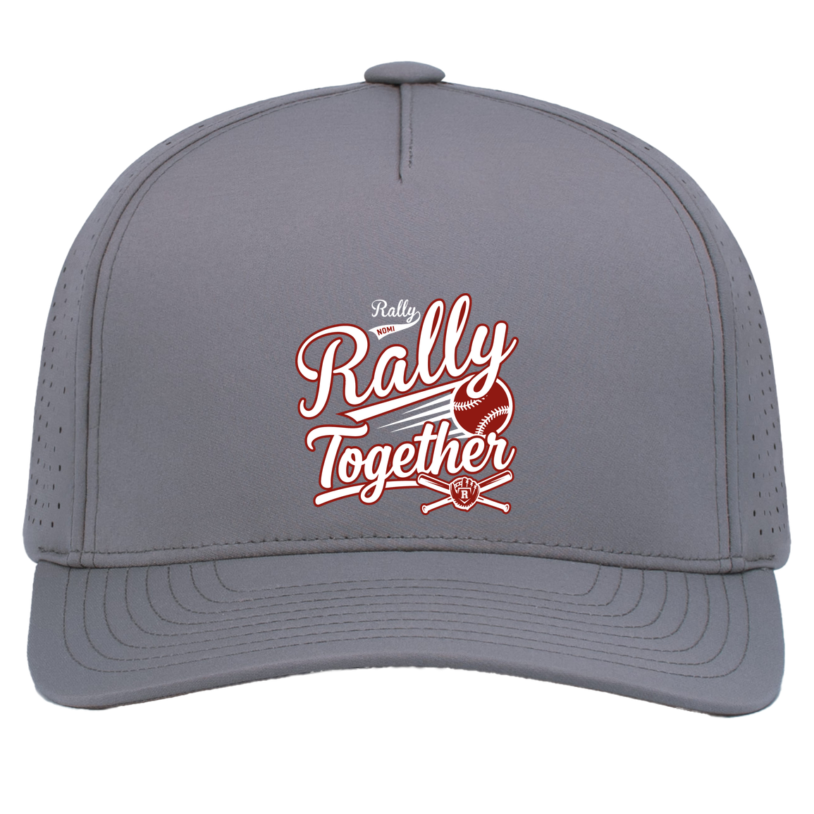 rally-softball-rally-together-white-pacific-headwear-weekender-perforated-snapback-cap — Graphite — Front — source sha256 9562dcdb3936cf6e4a41d3a07b6365b65dd6c1f876430d2c1f0d1d20ec40ed72 — Color position 4