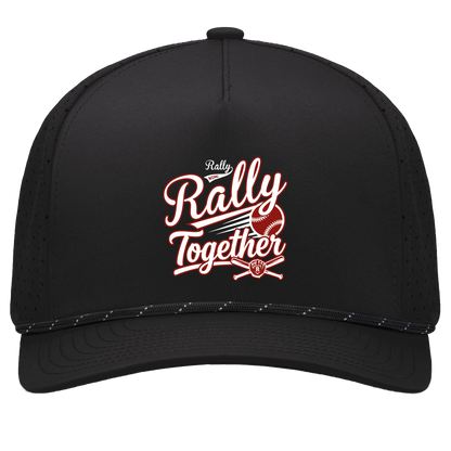 rally-softball-rally-together-white-pacific-headwear-weekender-perforated-snapback-cap — Black/Black — Front — source sha256 99a98eb0fbd2986464dd99706705f7588b02ab793a9de8150bf7aff8edf640c5 — Color position 1