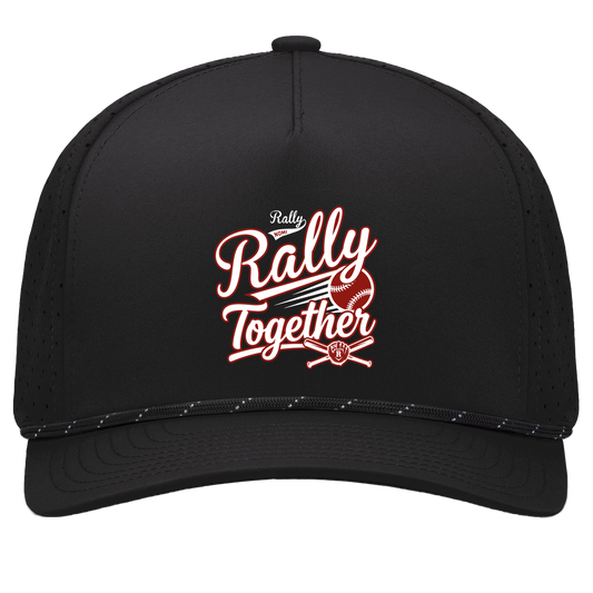 rally-softball-rally-together-white-pacific-headwear-weekender-perforated-snapback-cap — Black/Black — Front — source sha256 99a98eb0fbd2986464dd99706705f7588b02ab793a9de8150bf7aff8edf640c5 — Color position 1