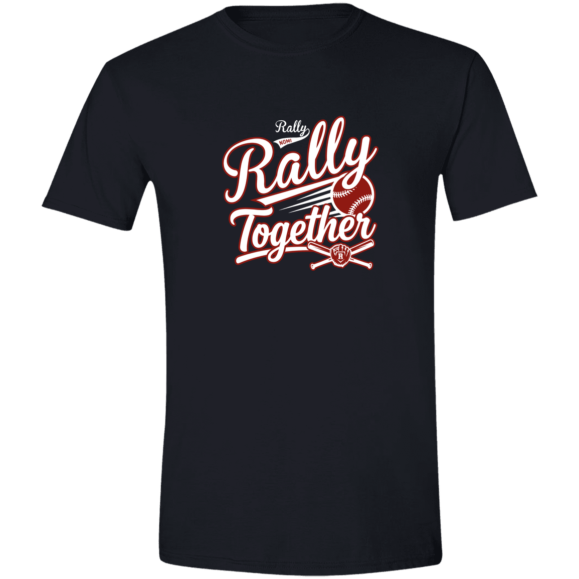rally-softball-rally-together-white-gildan-mens-softstyle-tee — Black — Front — source sha256 b0a5d04b651dd88882c68632b1f57c5e90bda10960fccda2a024246f8a9c11d7 — Color position 2