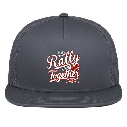 rally-softball-rally-together-white-pacific-headwear-d-series-5-panel-trucker-snapback-cap — Graphite — Front — source sha256 bc7c670913254839756f26b819b314008d9b0ccdeb5aa24eb864cea527c8737b — Color position 3
