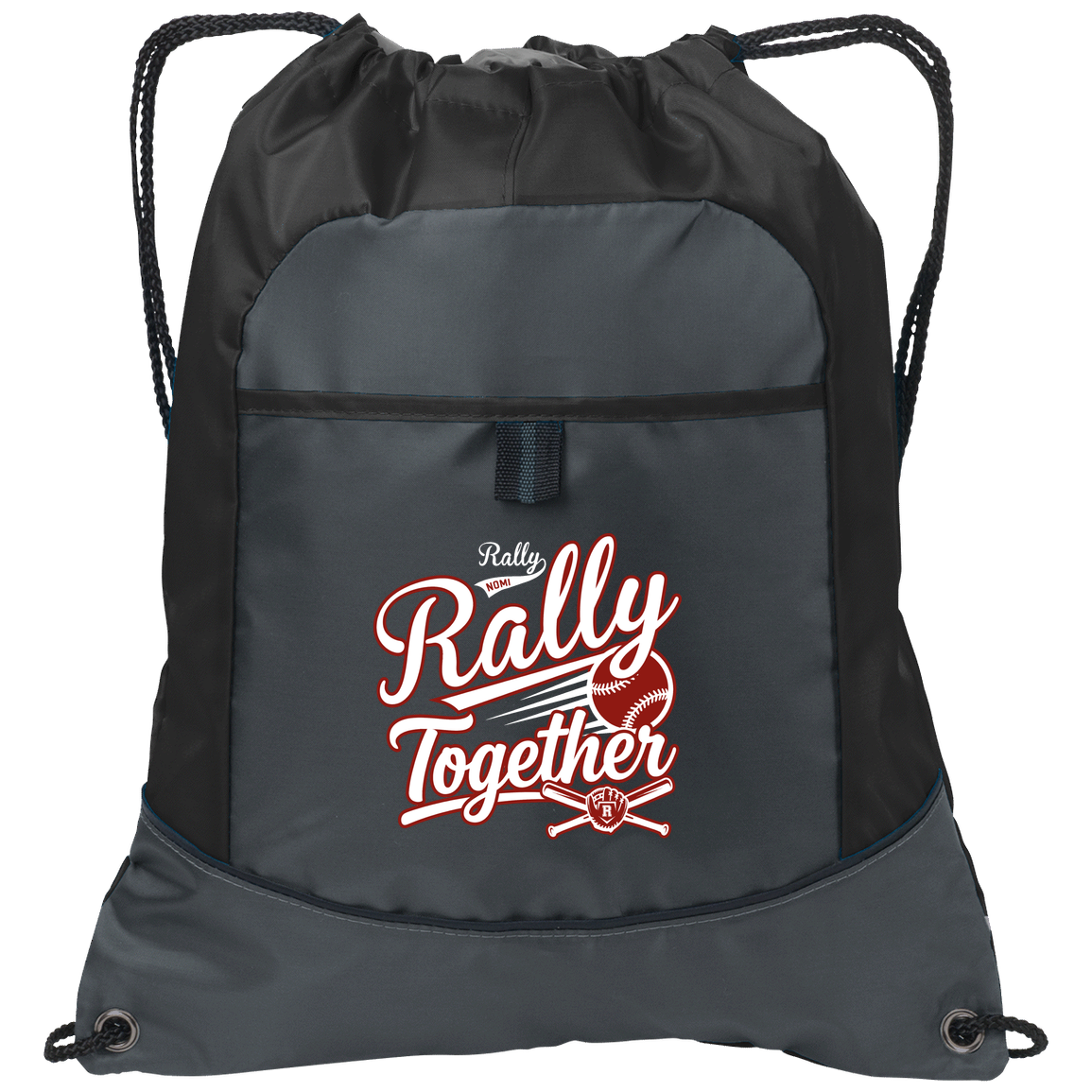 rally-softball-rally-together-white-port-authority-pocket-cinch-pack — Deep Smoke/Black — Front — source sha256 c54777a8d6cb025c9dcd5d43bbbf10037d67cef443b4ef7e69b2b6ea593d361e — Color position 1