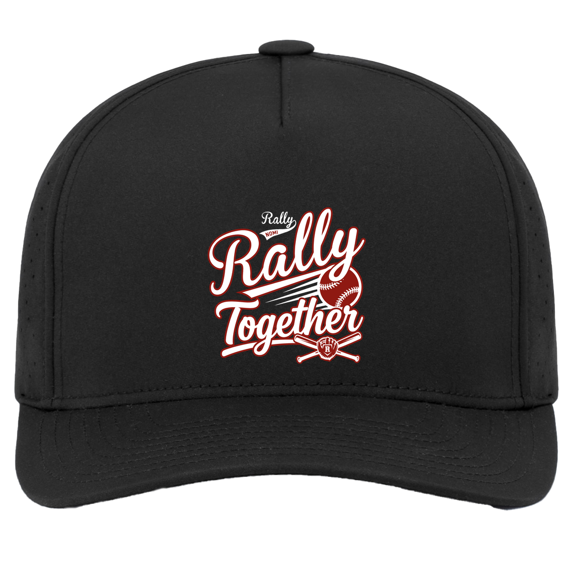 rally-softball-rally-together-white-pacific-headwear-weekender-perforated-snapback-cap — Black — Front — source sha256 c8811a2a062639490574255e34fcb443a309cd353f98e05b3200d2db7486ccc9 — Color position 2