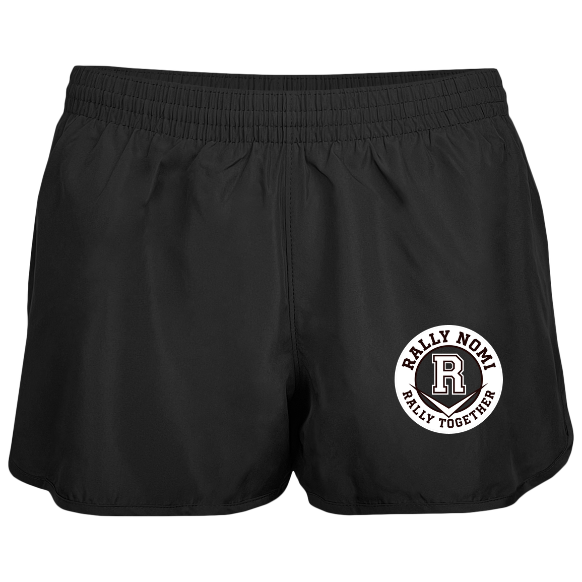 rally-softball-rally-together-circle-white-augusta-ladies-wayfarer-running-shorts — Black — Front — source sha256 125e2ffc5118fd8199b11088296f0fcd6907d3749c7f0c5ec8f694fdc06efddb — Color position 1