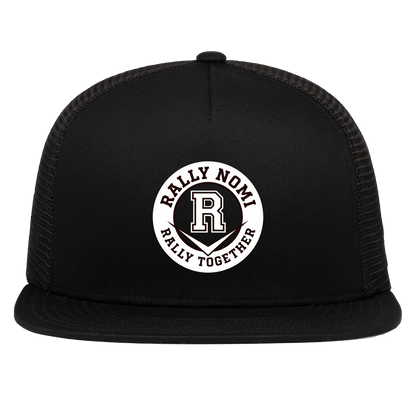 rally-softball-rally-together-circle-white-pacific-headwear-d-series-5-panel-trucker-snapback-cap — Black — Front — source sha256 2acc29504600a4d7cdbb28b0a35f23482c72277e8d18c66033613bcbacae798d — Color position 1