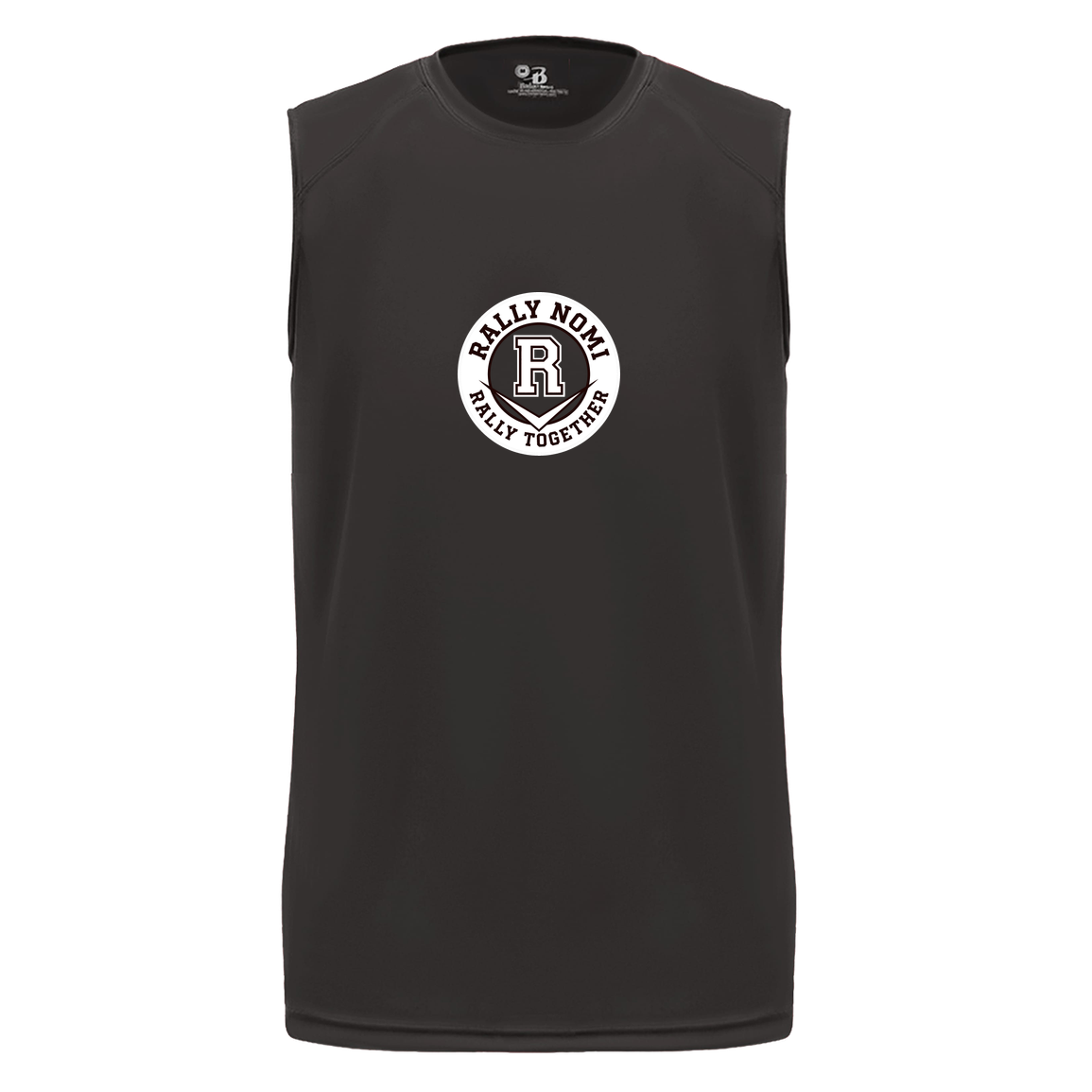 rally-softball-rally-together-circle-white-badger-b-core-sleeveless-performance-tee — Black — Front — source sha256 34b56cf9d92c526480ef1aad201d610a9829f0e3a0c8ec6261b6379b6d02d07d — Color position 1