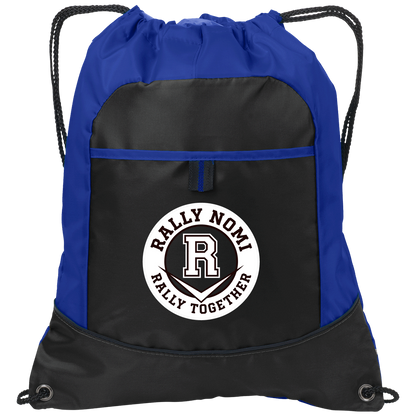 rally-softball-rally-together-circle-white-port-authority-pocket-cinch-pack — Black/Hyper Blue — Front — source sha256 3c8b5091a17a27a81b3809e9ccc79370d2b1c6e1822a82b6d351d4732962e4b9 — Color position 2