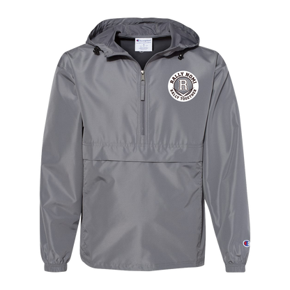 rally-softball-rally-together-circle-white-champion-unisex-packable-anorak-jacket — Graphite — Front — source sha256 54e3f026940886fab9acd9959bfa7aa876bb8891045c226b189b35beaf8a2f29 — Color position 2