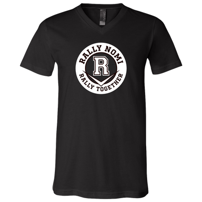 rally-softball-rally-together-circle-white-bella-canvas-unisex-jersey-ss-v-neck-t-shirt — Black — Front — source sha256 5c75f02dfcafd350ada7a2d5324119c0cc92f28e79f67b0f1eb94afc1db9a1e8 — Color position 1