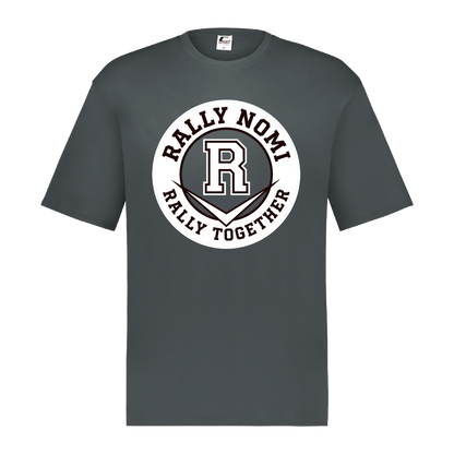 rally-softball-rally-together-circle-white-c2-mens-performance-short-sleeve-tee — Graphite — Front — source sha256 5d2ade5d59f7d0e3840cabfffae2de5f65c646f1bcd3347685be7038a8e72c92 — Color position 2