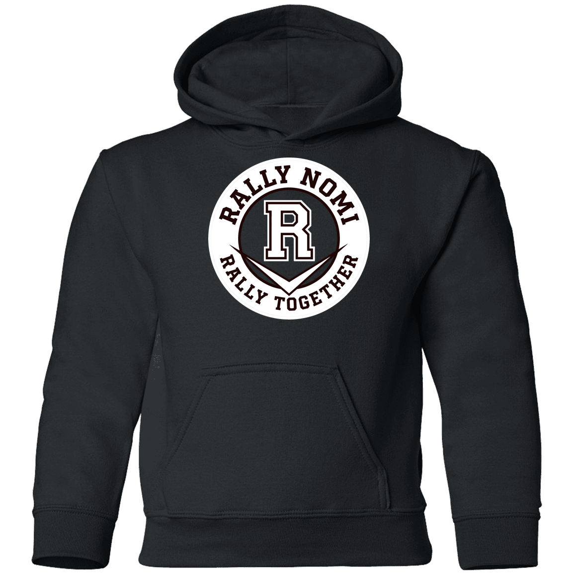 rally-softball-rally-together-circle-white-gildan-youth-pullover-hoodie — Black — Front — source sha256 65a9b2a68afddb8f32636857a04183967eca827fe1a8c7e4a22b7fd7065d64af — Color position 1