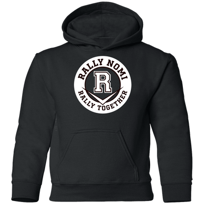 rally-softball-rally-together-circle-white-gildan-youth-pullover-hoodie — Black — Front — source sha256 65a9b2a68afddb8f32636857a04183967eca827fe1a8c7e4a22b7fd7065d64af — Color position 1