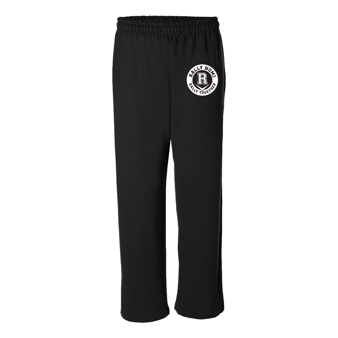 rally-softball-rally-together-circle-white-gildan-adult-heavy-blend-open-bottom-pant — Black — Front — source sha256 6ba68176a37fcde0014378359f5ae7344986d0de4cbb501f8070b37b508aaa31 — Color position 1
