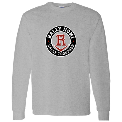 rally-softball-rally-together-circle-gildan-ls-t-shirt-5-3-oz — Sport Grey — Front — source sha256 6d28d5b254c7e1b69960837e79411429c419685aae758c5d84156581fb94d2e1 — Color position 5