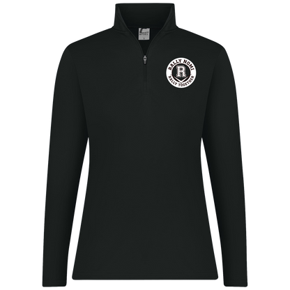 rally-softball-rally-together-circle-white-c2-womens-1-4-zip-pullover — Black — Front — source sha256 6d4736f95beaa181889886f16348620c2eb54703ec3b410dfb60760da49e9bc0 — Color position 1