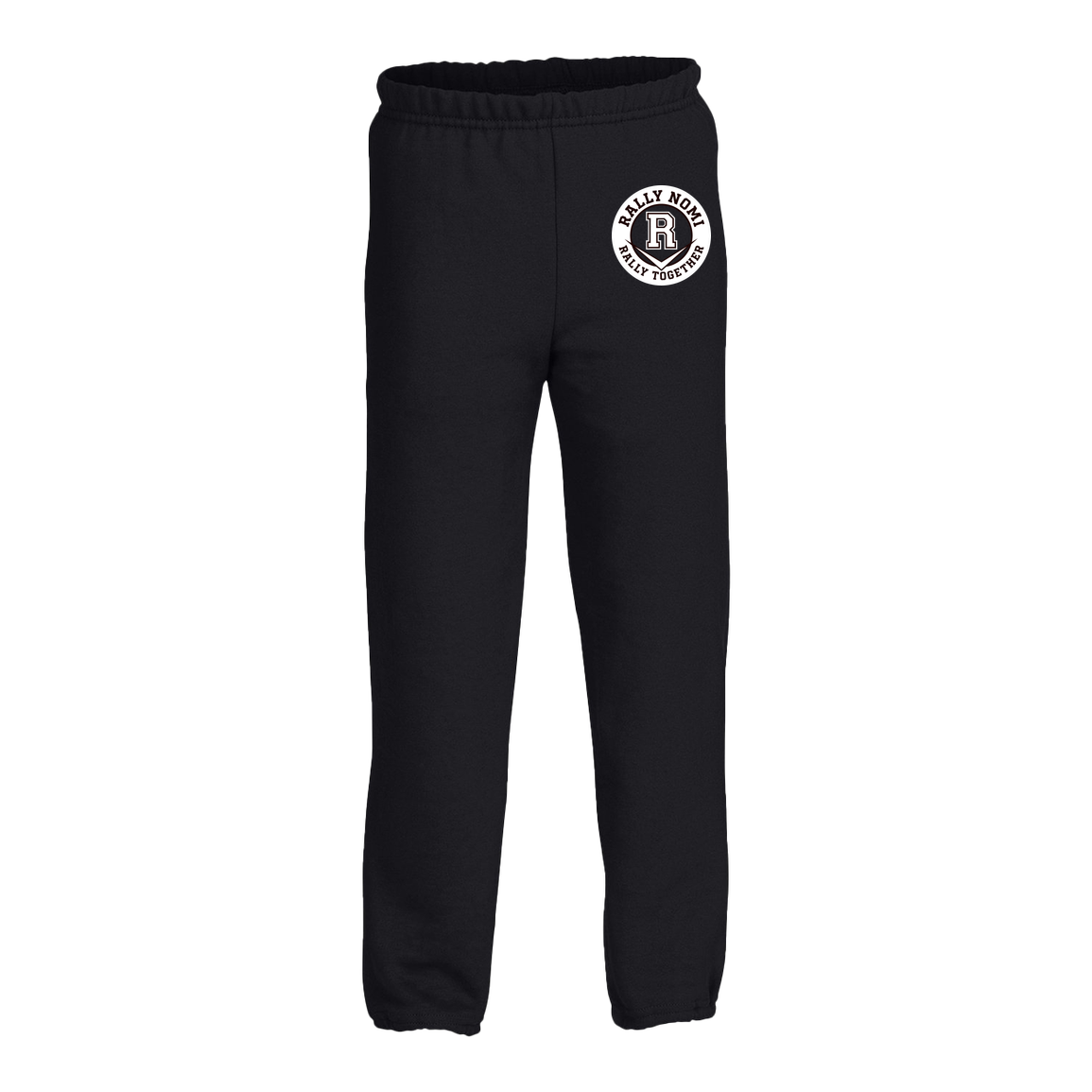 rally-softball-rally-together-circle-white-gildan-kids-heavy-blend-sweatpant — Black — Front — source sha256 86bfeaee783d74c585215ebc9c68b2b8944ede24c2f87102d076cf7f97dde159 — Color position 1