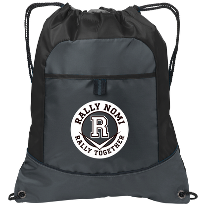 rally-softball-rally-together-circle-white-port-authority-pocket-cinch-pack — Deep Smoke/Black — Front — source sha256 89f015cd74b7455d282dcc05932d3d36d00cbebc67162c4a94d1d1266a72752b — Color position 1