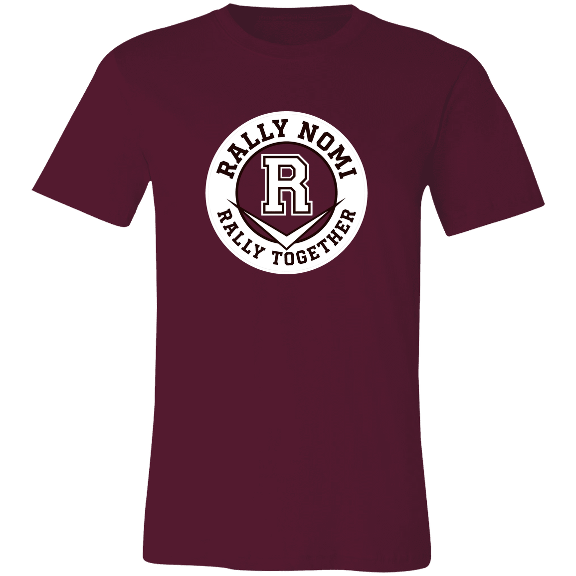 rally-softball-rally-together-circle-white-bella-canvas-unisex-jersey-short-sleeve-t-shirt — Maroon — Front — source sha256 a7268545e098557557ae56c98a7a82377b122edd21fc8548fe88868d79c0f557 — Color position 2