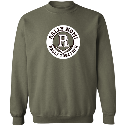 rally-softball-rally-together-circle-white-gildan-crewneck-pullover-sweatshirt — Military Green — Front — source sha256 a9ca8e15fde574386466167d8da562fc4e203e8dfb673895f7c65a2d3a07d8eb — Color position 3