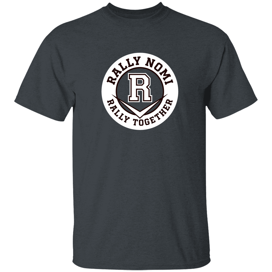 rally-softball-rally-together-circle-white-gildan-5-3-oz-t-shirt — Dark Heather — Front — source sha256 bd67fdc7756b0f351304d7370b21416a9ca278392740cb5c7923e61a17313544 — Color position 2