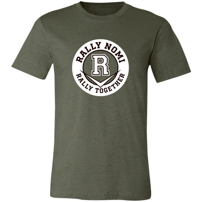 rally-softball-rally-together-circle-white-bella-canvas-unisex-jersey-short-sleeve-t-shirt — Heather Military Green — Front — source sha256 c65410309b05ad8fe54d956dd53b506eec3c7c486329ea169100cd55ef81f99e — Color position 1