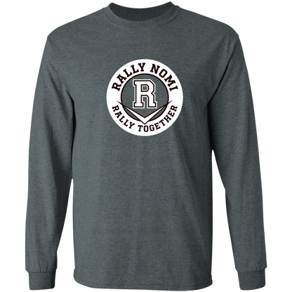 rally-softball-rally-together-circle-white-gildan-ls-t-shirt-5-3-oz — Dark Heather — Front — source sha256 c7373e87443acb6bb0791881d074cf471c39e651c3576e7de0a2144f9f04bc46 — Color position 1