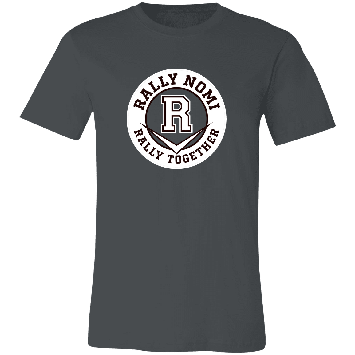 rally-softball-rally-together-circle-white-bella-canvas-unisex-jersey-short-sleeve-t-shirt — Asphalt — Front — source sha256 eaed5eff6534799097de547b8910409e07a9cfe507dfdb5bb6d2df71a89b2ac7 — Color position 3