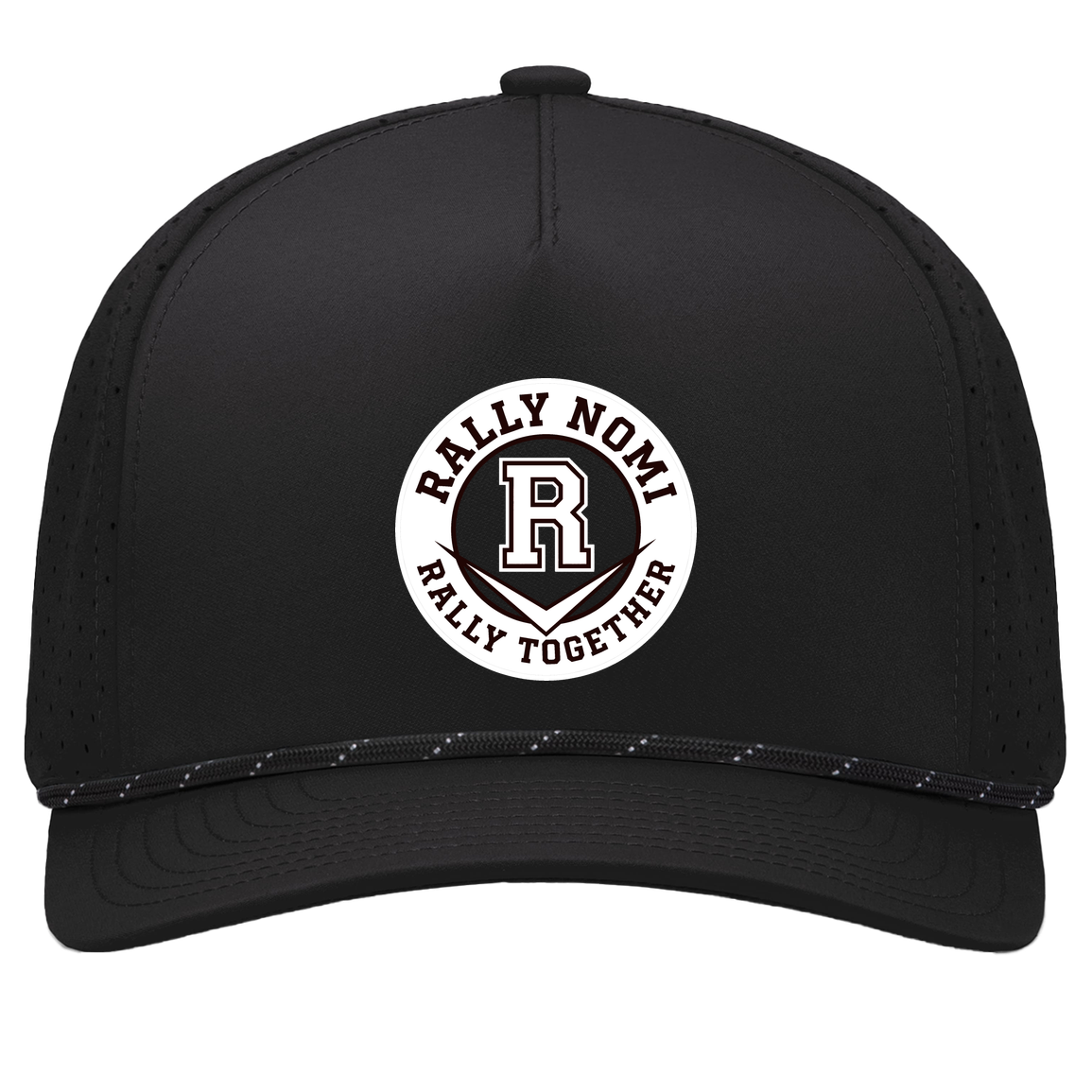 rally-softball-rally-together-circle-white-pacific-headwear-weekender-perforated-snapback-cap — Black/Black — Front — source sha256 eba6fb552450802fe679c86536a5c3ad6cd609e6f094e64f2ab9bfd4972cac98 — Color position 1