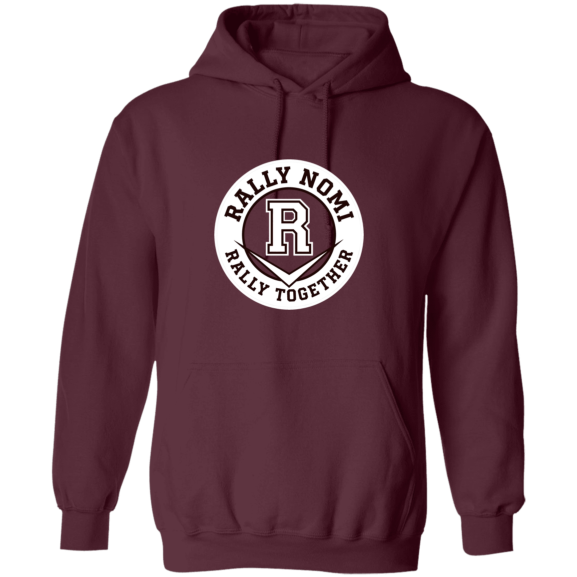 rally-softball-rally-together-circle-white-gildan-pullover-hoodie — Maroon — Front — source sha256 ebba58aa215a820f35472b8073a7f255662a0dd5efae2db4525f124ab6ace1e4 — Color position 3