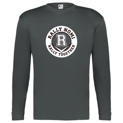 rally-softball-rally-together-circle-white-c2-kids-performance-long-sleeve-tee — Graphite — Front — source sha256 f667ee020e24a5ddd4f578ed3a65bf9104cf260be2e7365270941818f228aea4 — Color position 2