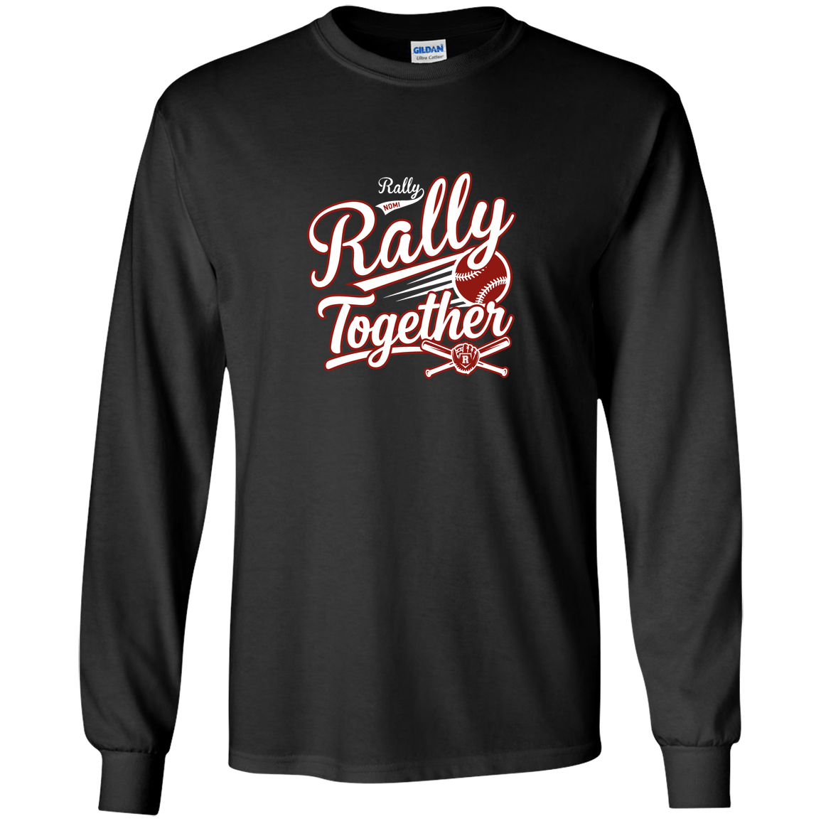 rally-softball-rally-together-white-gildan-youth-ls-t-shirt — Black — Front — source sha256 d9865ab8475ce1b61cb7b2dd5e4e454b05ed7670f62f69f10d6d968795aab8ff — Color position 1