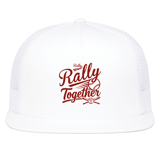 rally-softball-rally-together-pacific-headwear-d-series-5-panel-trucker-snapback-cap — White — Front — source sha256 e1190116f81157661f9c4e9f790e53789366915c6b9e15bef62827004f621348 — Color position 5