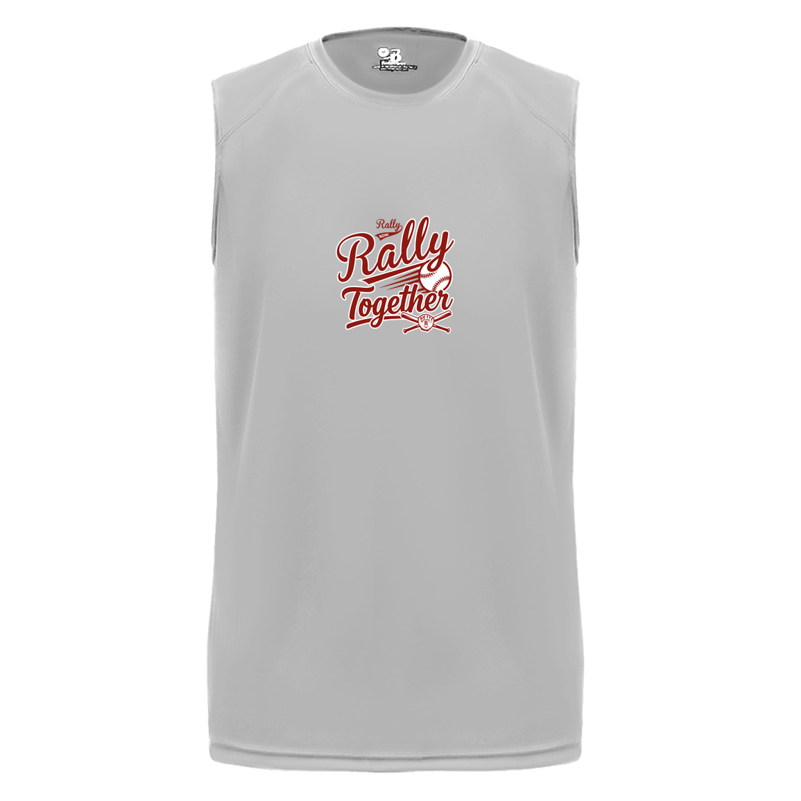 rally-softball-rally-together-badger-b-core-sleeveless-performance-tee — Silver — Front — source sha256 e92448b78fc4c55345e4758acebcd753c4536d9e5001e1395b74738b305ac94d — Color position 3