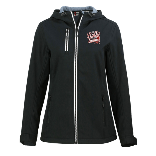 rally-softball-rally-together-white-clique-womens-eco-stretch-softshell-jacket — Black — Front — source sha256 f7c9abfb618b7ba7af4b66e7312a3d920197c21e5eb13ea1f92fc5051a8be941 — Color position 1