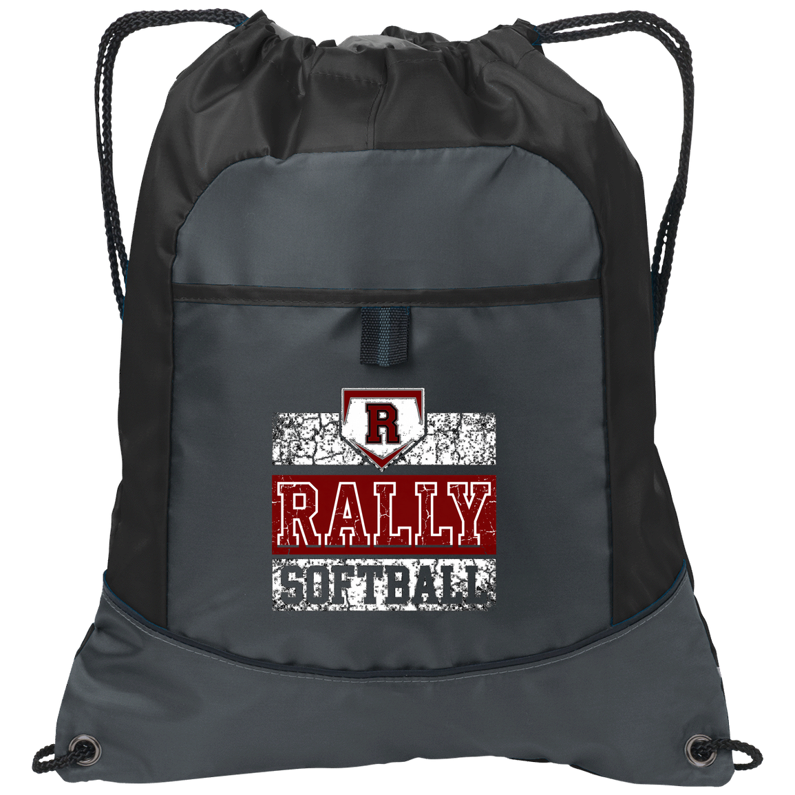 rally-softball-rally-vintage-white-port-authority-pocket-cinch-pack — Deep Smoke/Black — Front — source sha256 23cedd8b4e784642f62b210f7ddd37159001f79812616249519bd36168e3b30b — Color position 1