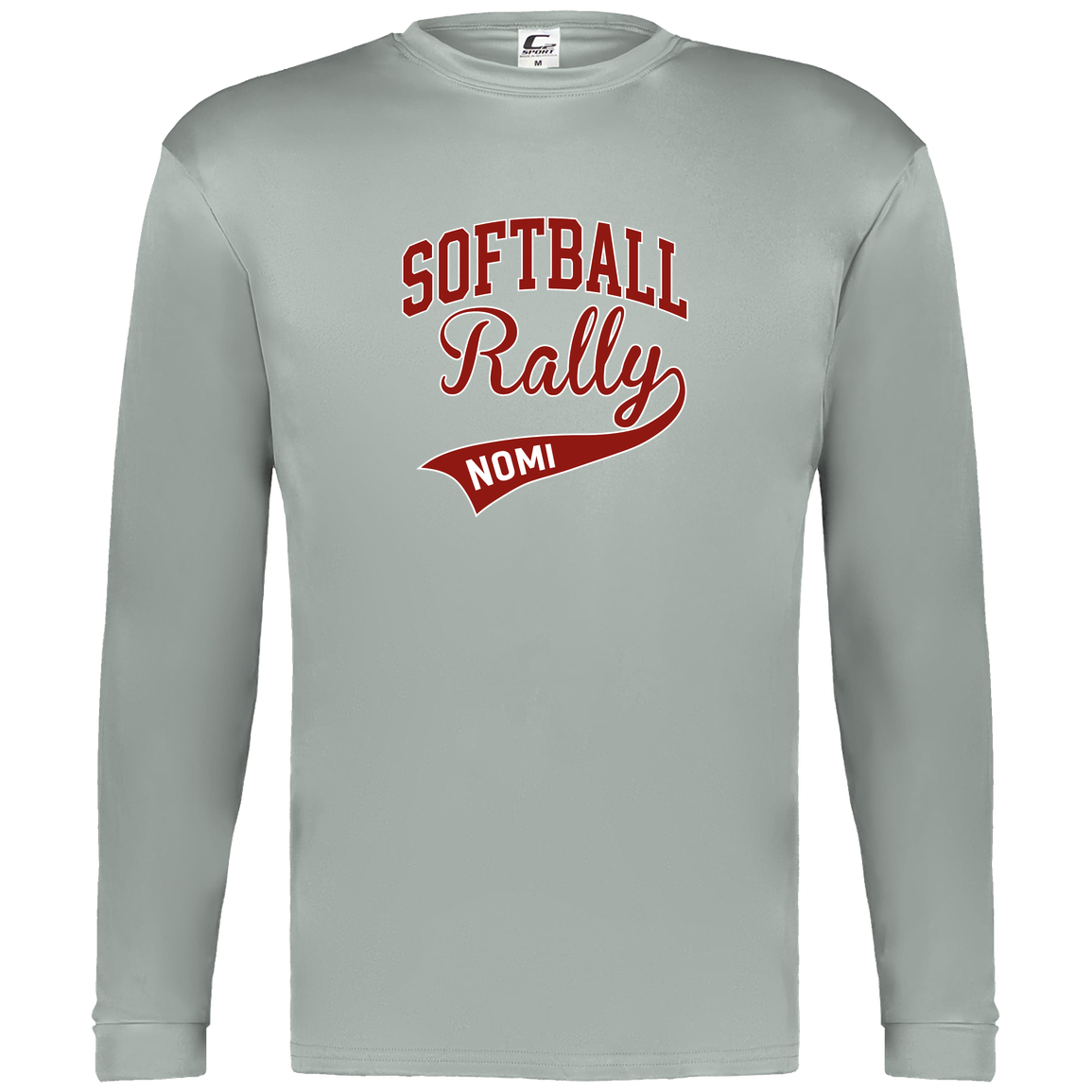 rally-softball-softball-rally-signature-c2-mens-performance-long-sleeve-tee — Silver — Front — source sha256 23f633c4737894adcb11d033482b14fbbd62be18ad08aea785d35541e6eaf11f — Color position 1