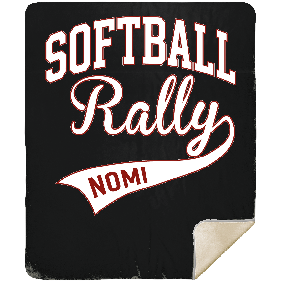 rally-softball-softball-rally-signature-white-mshm-premium-sherpa-blanket-50x60 — Black — Front — source sha256 24ea676ce1db34b3afea224f81a7bc892febf2c644c8066ae1ac9c741f005fd9 — Color position 1