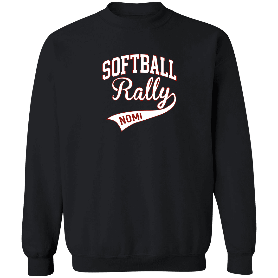 rally-softball-softball-rally-signature-white-gildan-crewneck-pullover-sweatshirt — Black — Front — source sha256 38f4508542152ff91abfd5e81152608915448951734103bc040bd600ced811f1 — Color position 1
