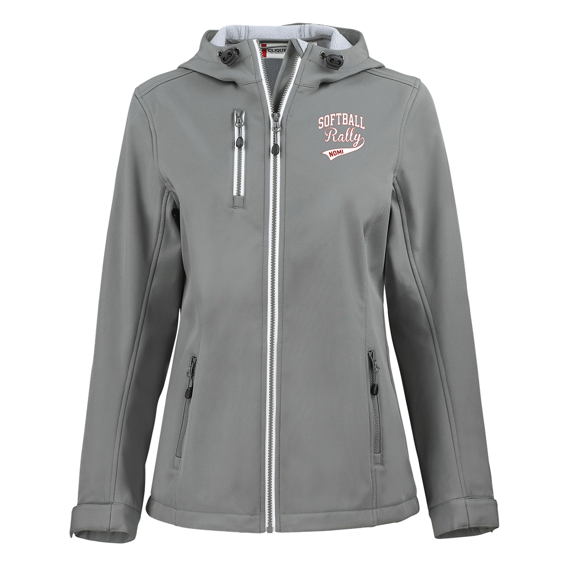 rally-softball-softball-rally-signature-white-clique-womens-eco-stretch-softshell-jacket — Slate — Front — source sha256 462f503badc232192de58fe02a2ef2a53129302f0d54c0a74bd4255969eda68b — Color position 2