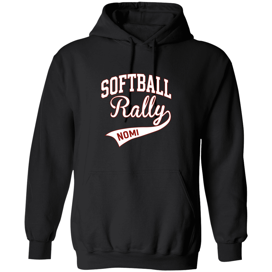 rally-softball-softball-rally-signature-white-gildan-pullover-hoodie — Black — Front — source sha256 85bbce087cfa7a8abd9c7e64927343b5f424f81392c2c0a2b6d507750a445198 — Color position 1