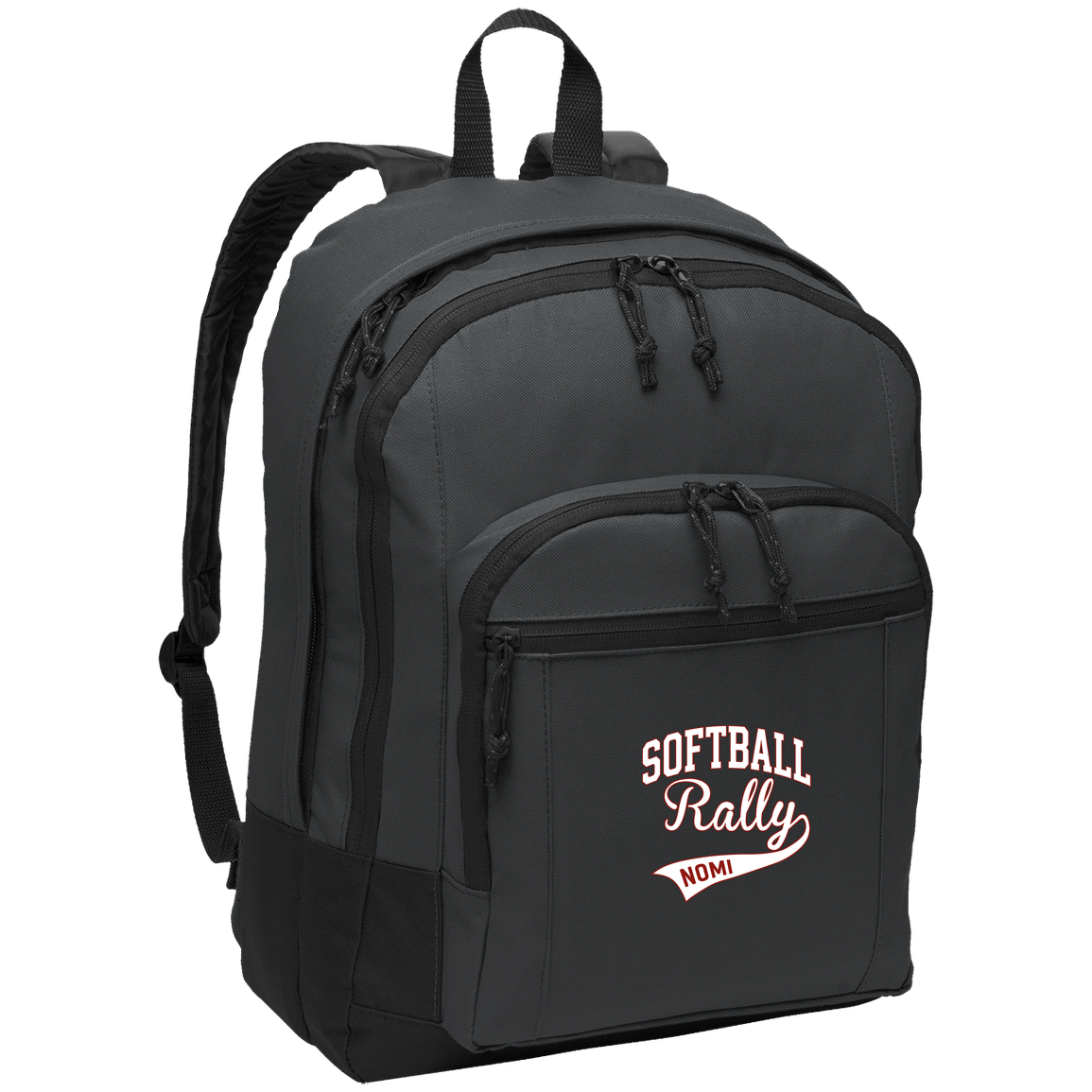 rally-softball-softball-rally-signature-white-port-authority-basic-backpack — Dark Charcoal — Front — source sha256 aaed54e135752e55db95651119c924a17c625679a33fc0908eab96e2d85390e3 — Color position 2