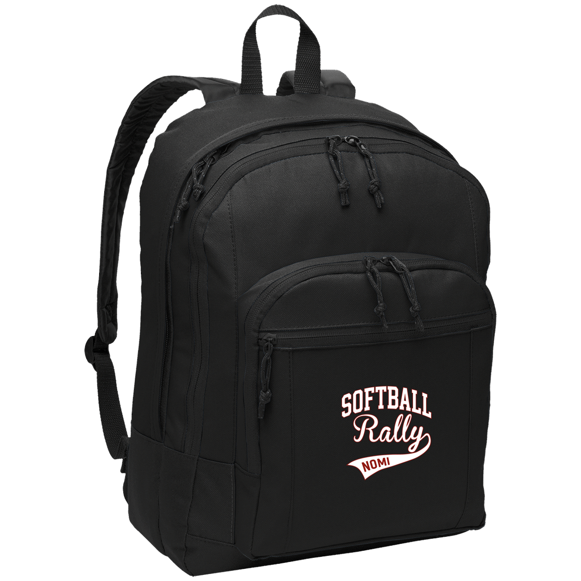 rally-softball-softball-rally-signature-white-port-authority-basic-backpack — Black — Front — source sha256 ad0b196656a0ebb468ea287f6a7d4e49866b7fb6b14c20f3cda93dc92bad9e98 — Color position 1