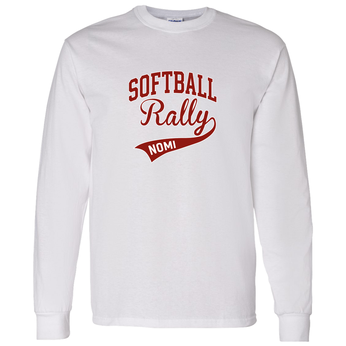 rally-softball-softball-rally-signature-gildan-ls-t-shirt-5-3-oz — White — Front — source sha256 badf4ca624ec7dbe7d1d06fd4df2397fa9fbf036c814765868148cbd72fa1614 — Color position 2