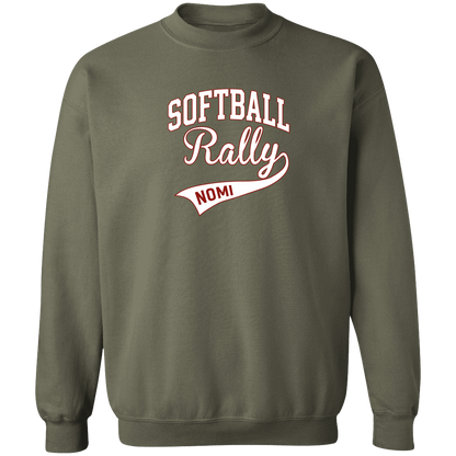 rally-softball-softball-rally-signature-white-gildan-crewneck-pullover-sweatshirt — Military Green — Front — source sha256 ffba51c8d2e1f03e7d910a029daac7fbab025bf0d83e39240b9e5113ee1ab195 — Color position 2