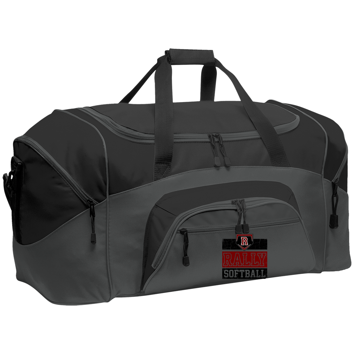 rally-stx-distressed-diamond-port-company-sport-duffel Dark Charcoal/Black